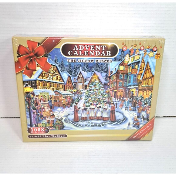 Puzzle Advent Calendar 2024 Adult Christmas Jigsaw 1008 Pieces Winter Village - Picture 1 of 2